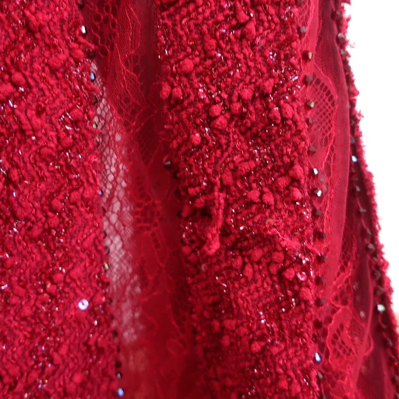 Royal Legacy Beverly Hills Gown Red Beaded Lace Size Small Sleeveless Maxi Dress