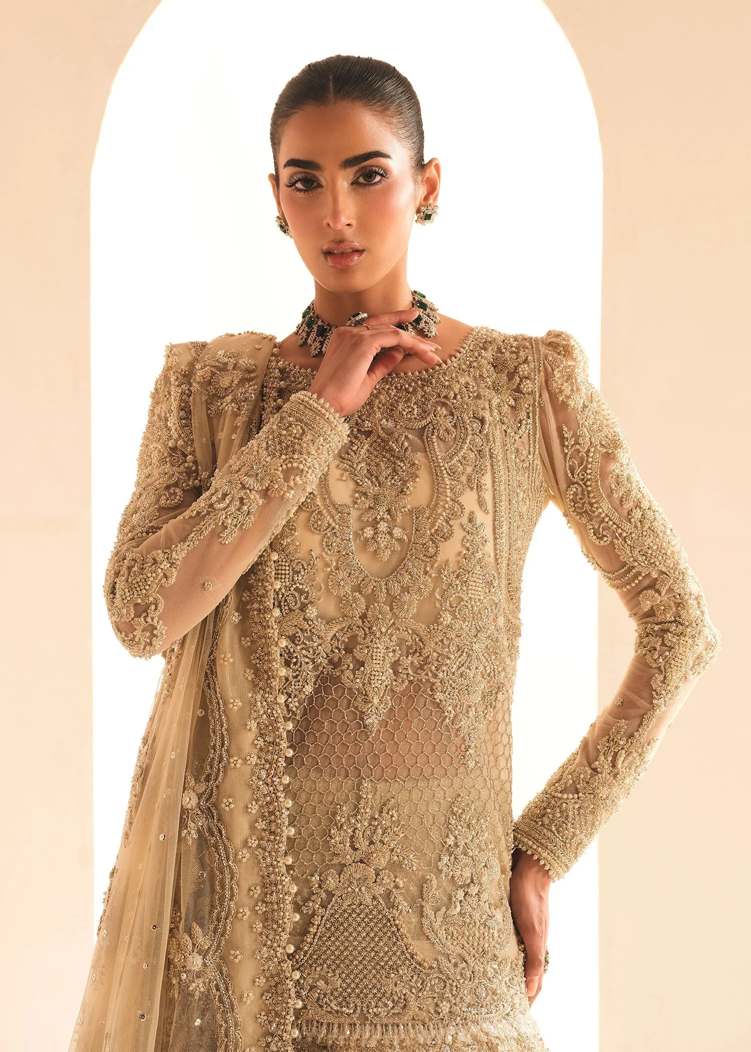 Royal Pakistani Bridal Dress in Shirt and Lehenga Style