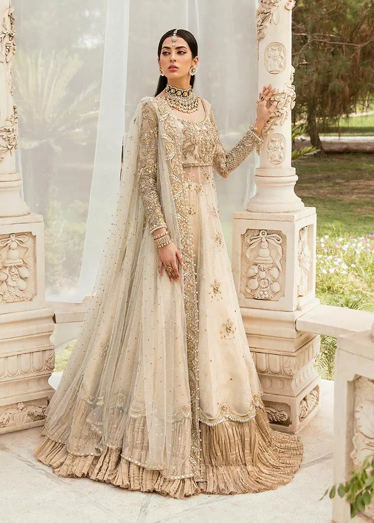 Royal Pakistani Bridal Lehenga with Pishwas Frock Dress