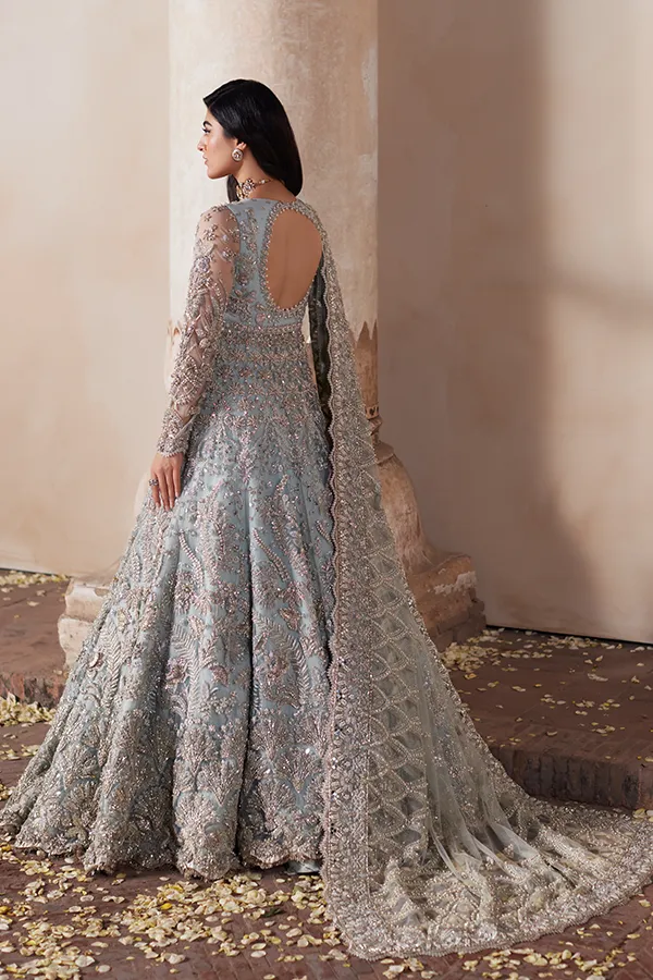 Royal Pakistani Bridal Outfit in Gown and Lehenga Style