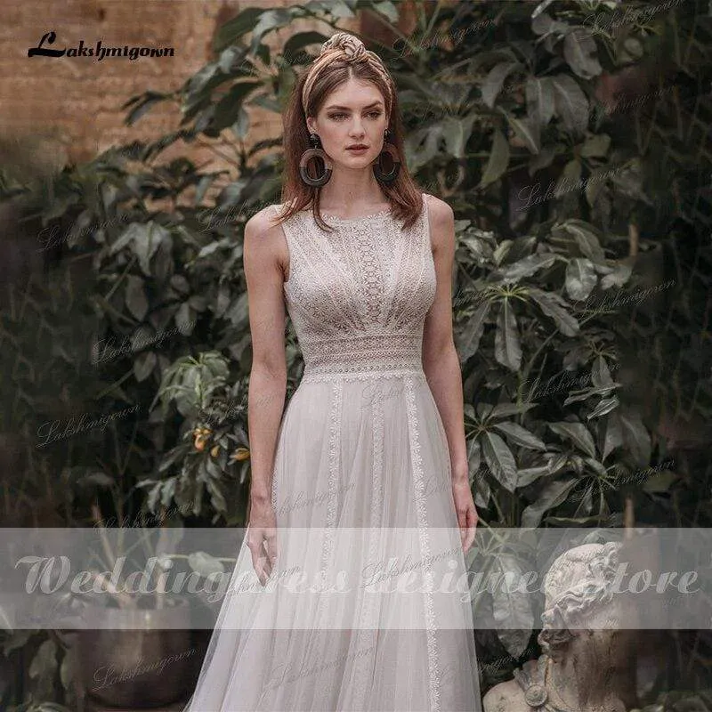 Roycebridal Lakshmigown Bohemian Beach Wedding Dress Backless
