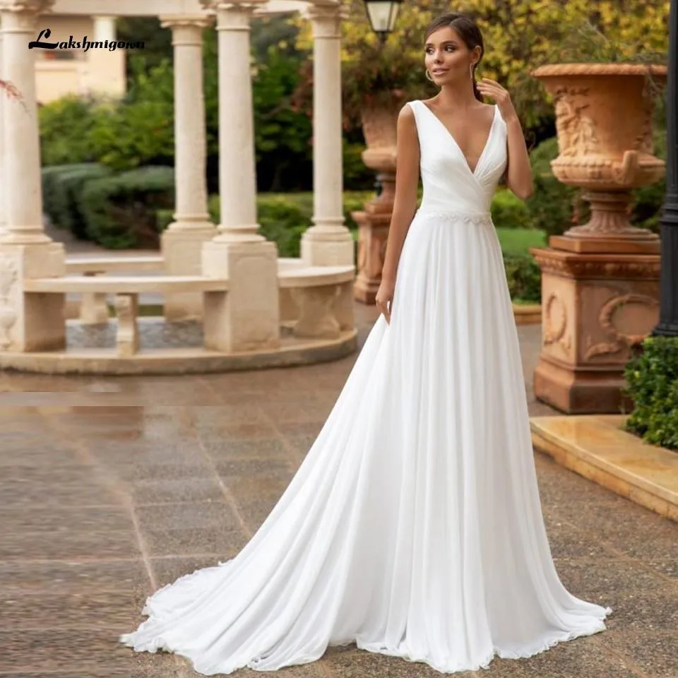Roycebridal Lakshmigown Bohemian Beach Wedding Dress Summer Simple Chiffon
