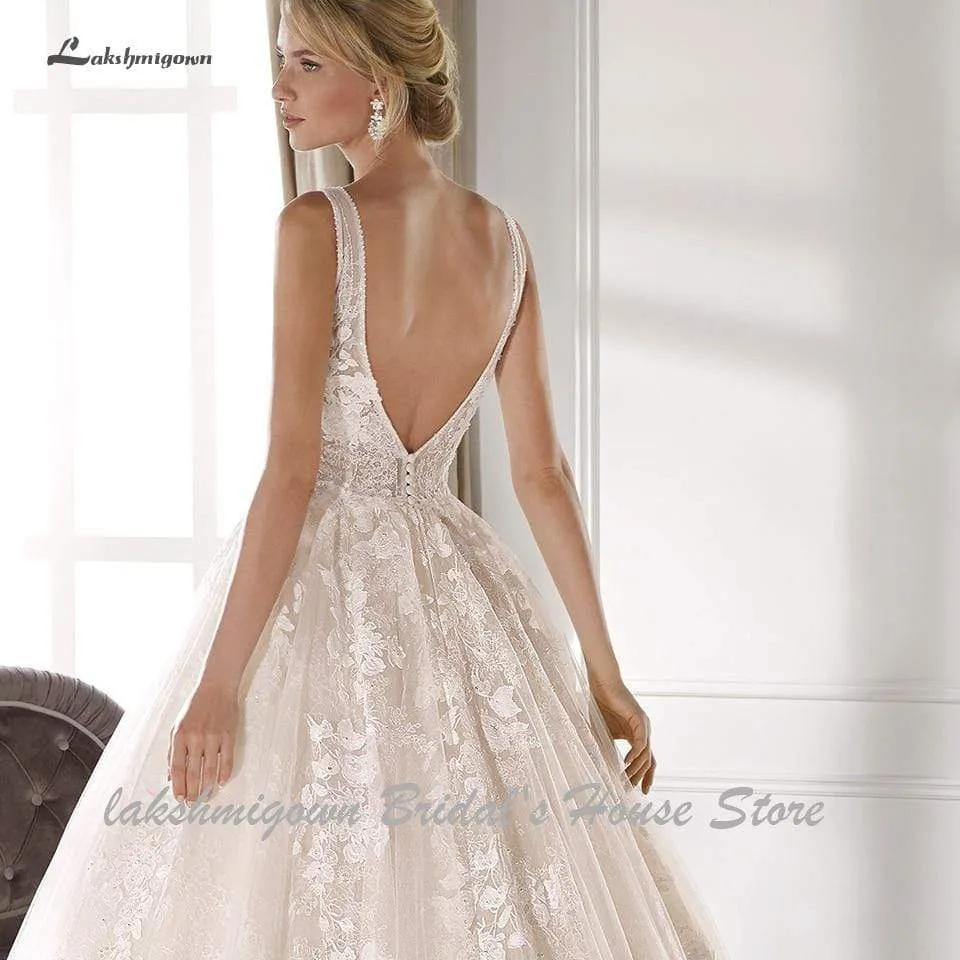 Roycebridal Lakshmigown Princess V Neck Wedding Dress A Line New Designer