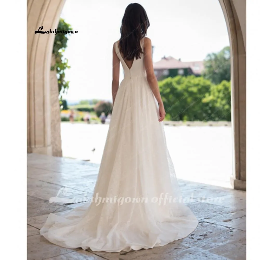 Roycebridal Long shiny tulle Wedding Dress Lace A Line