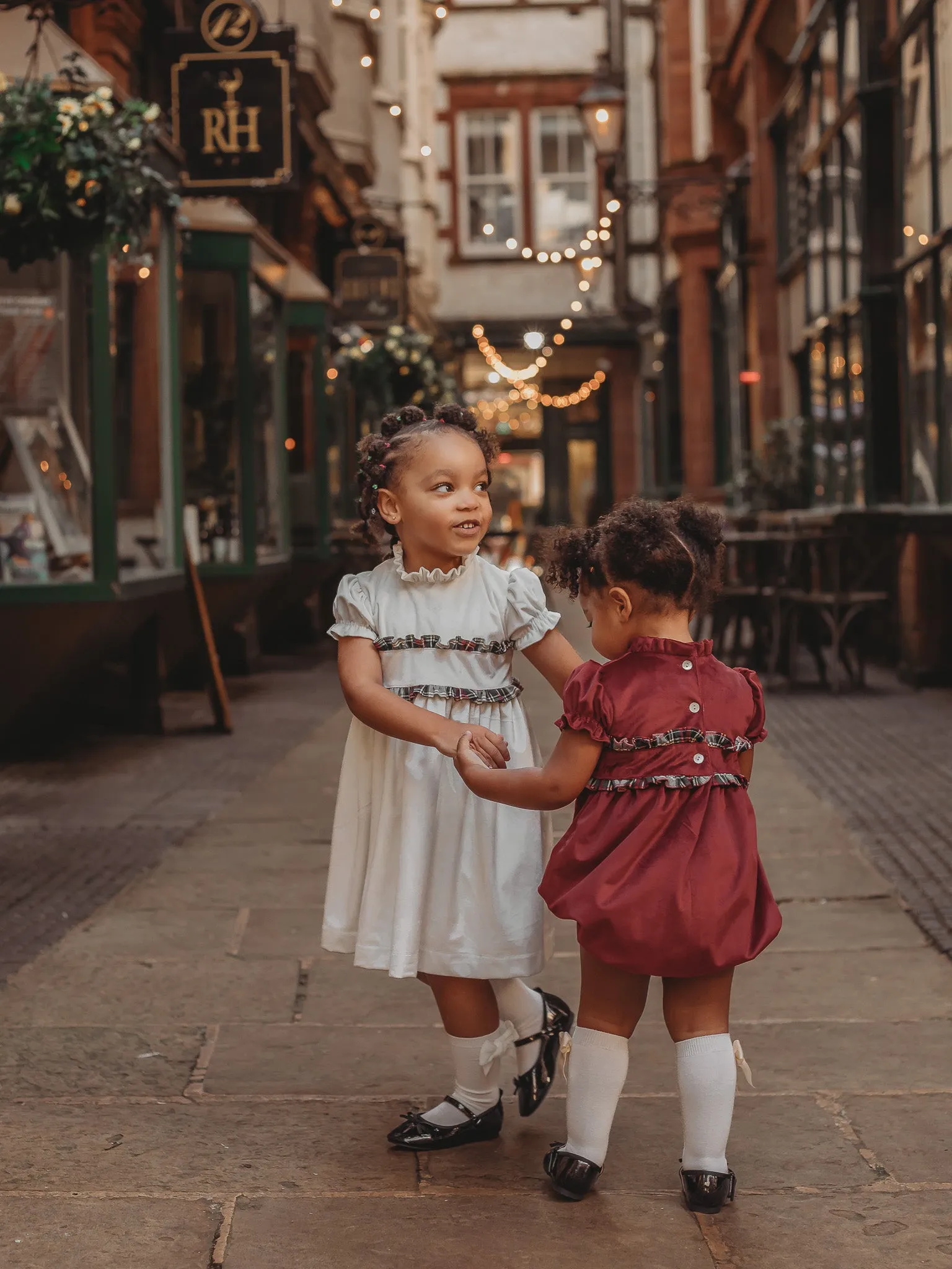 'Ruby' burgundy velvet & tartan romper
