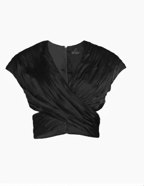 Ruched Crossed Satin Top