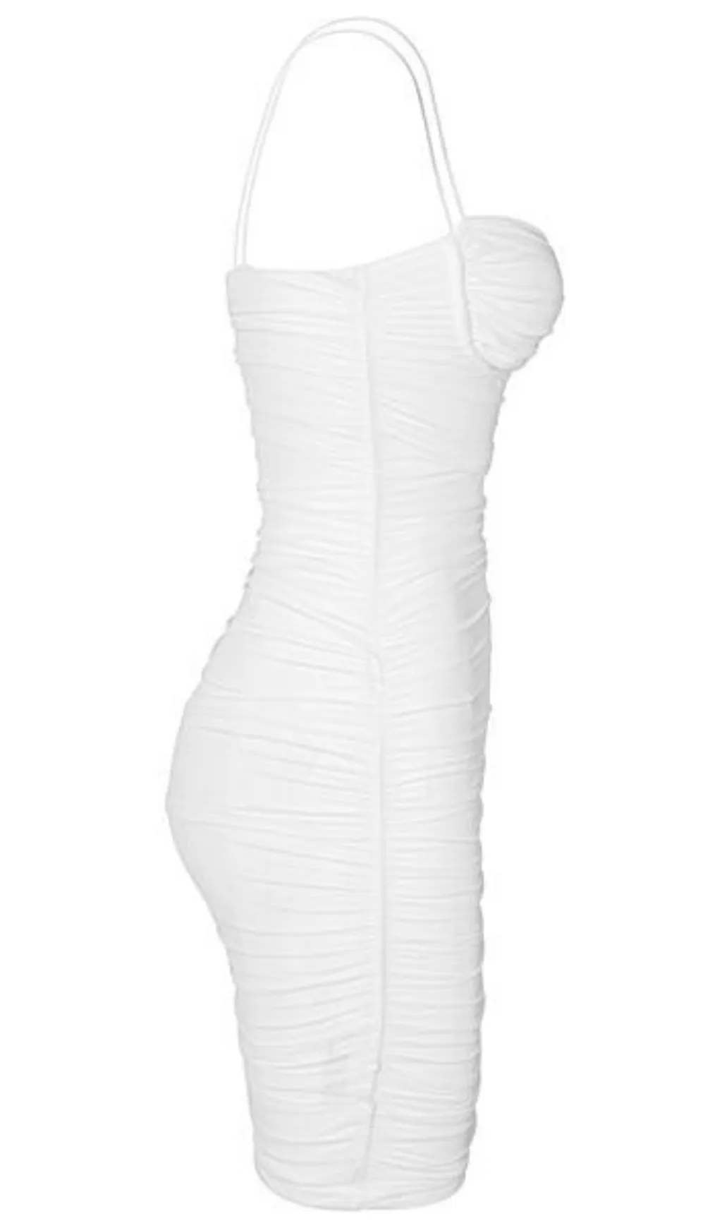 RUCHED MINI DRESS IN WHITE
