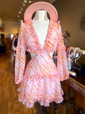 Ruffle Lace Up Backless Dress