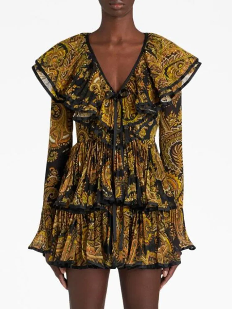 Ruffles Lace Up Dress