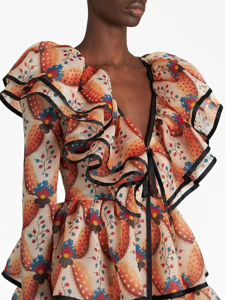 Ruffles Lace Up Dress