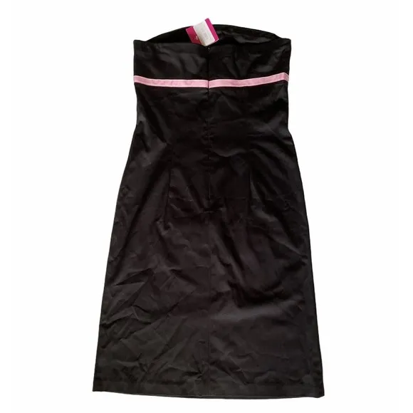 Ruth Womens 6 Black Strapless Party Cocktail Dress Pink Ribbon Knee-Length