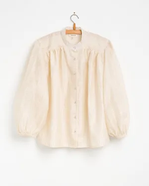 Sabrina Top in Ivory Gold Grid