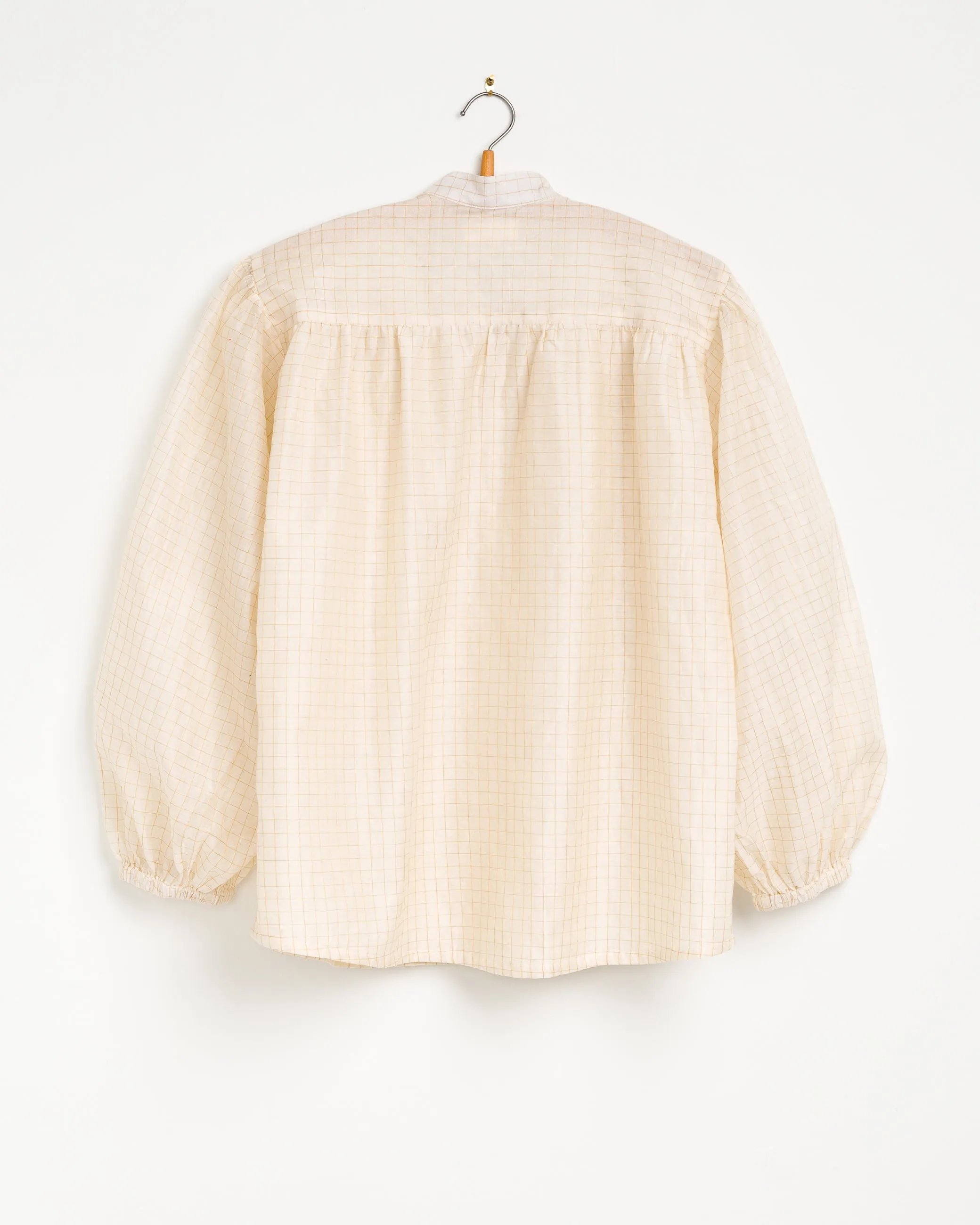 Sabrina Top in Ivory Gold Grid