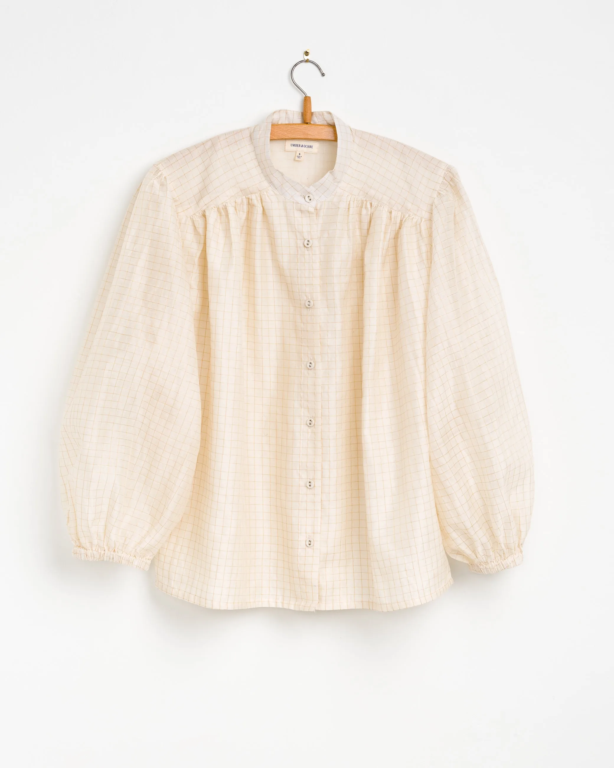 Sabrina Top in Ivory Gold Grid