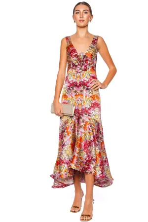 Saskya Printed Stretch Silk Midi Dress