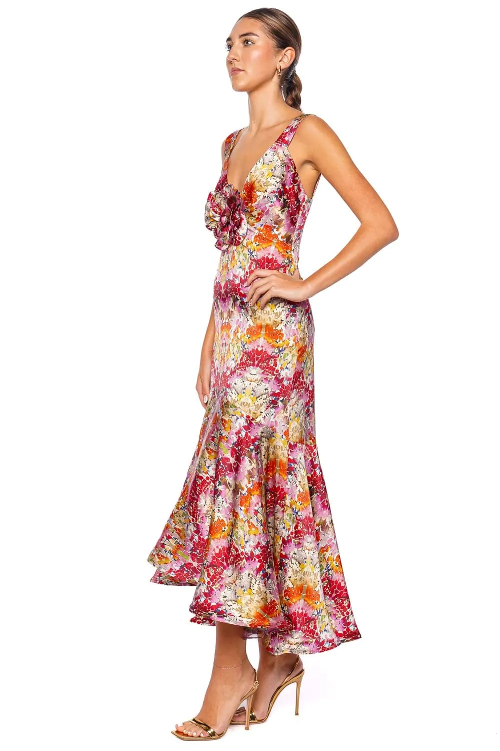 Saskya Printed Stretch Silk Midi Dress