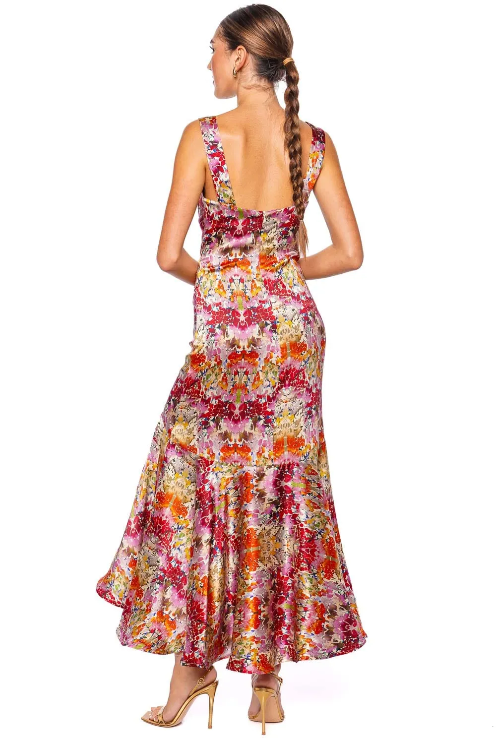 Saskya Printed Stretch Silk Midi Dress