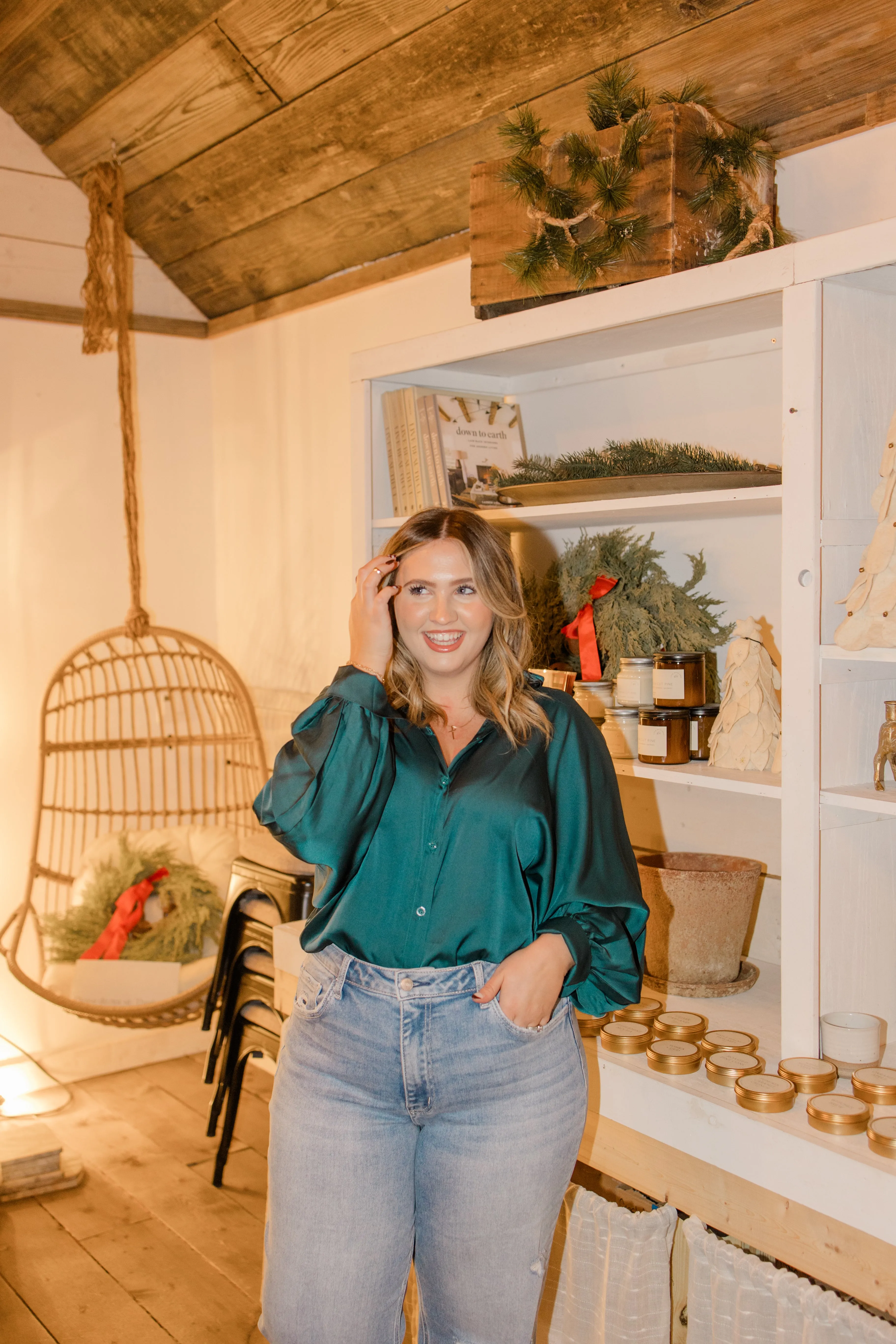 SATIN BUTTON DOWN TOP