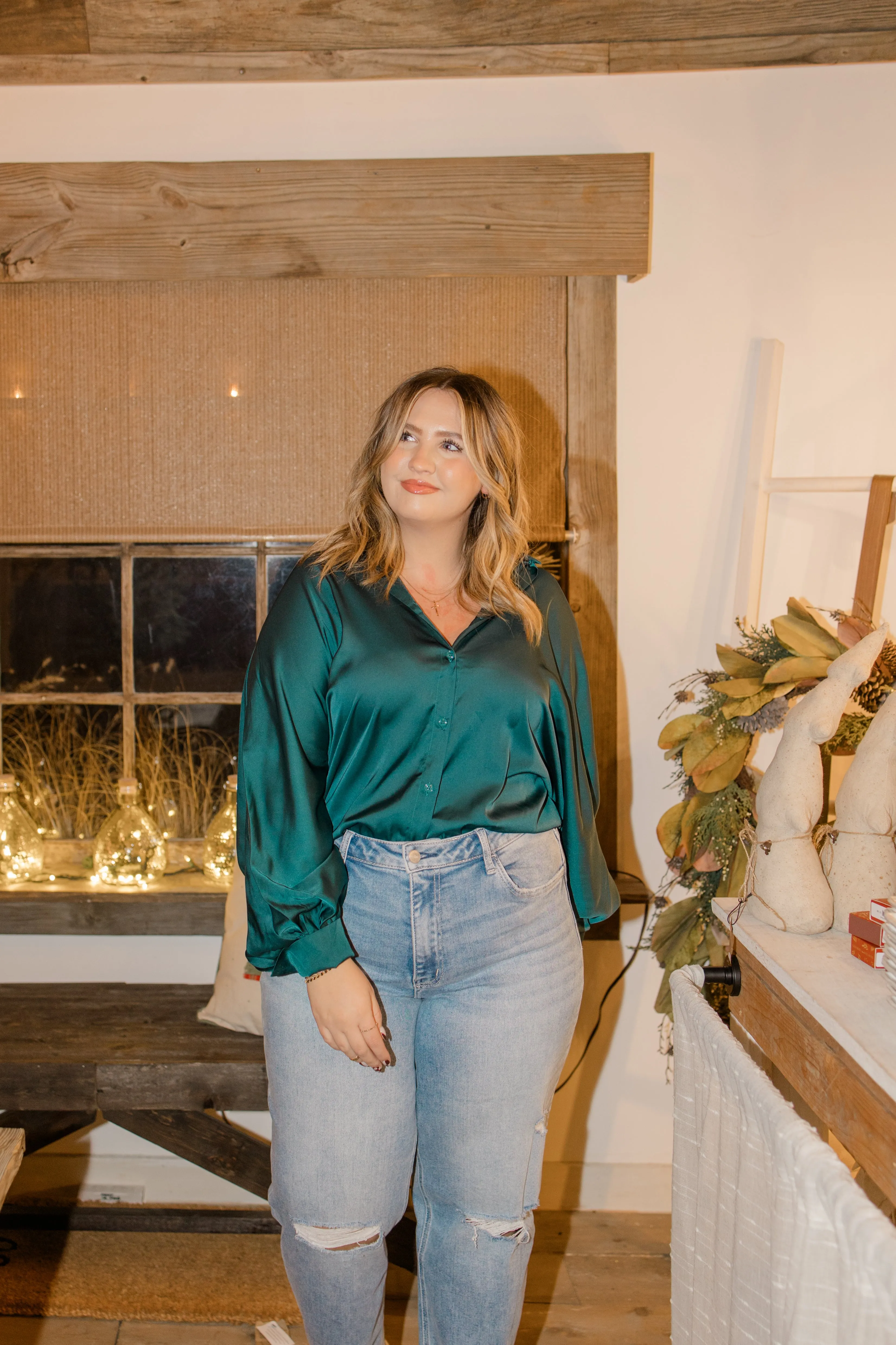 SATIN BUTTON DOWN TOP