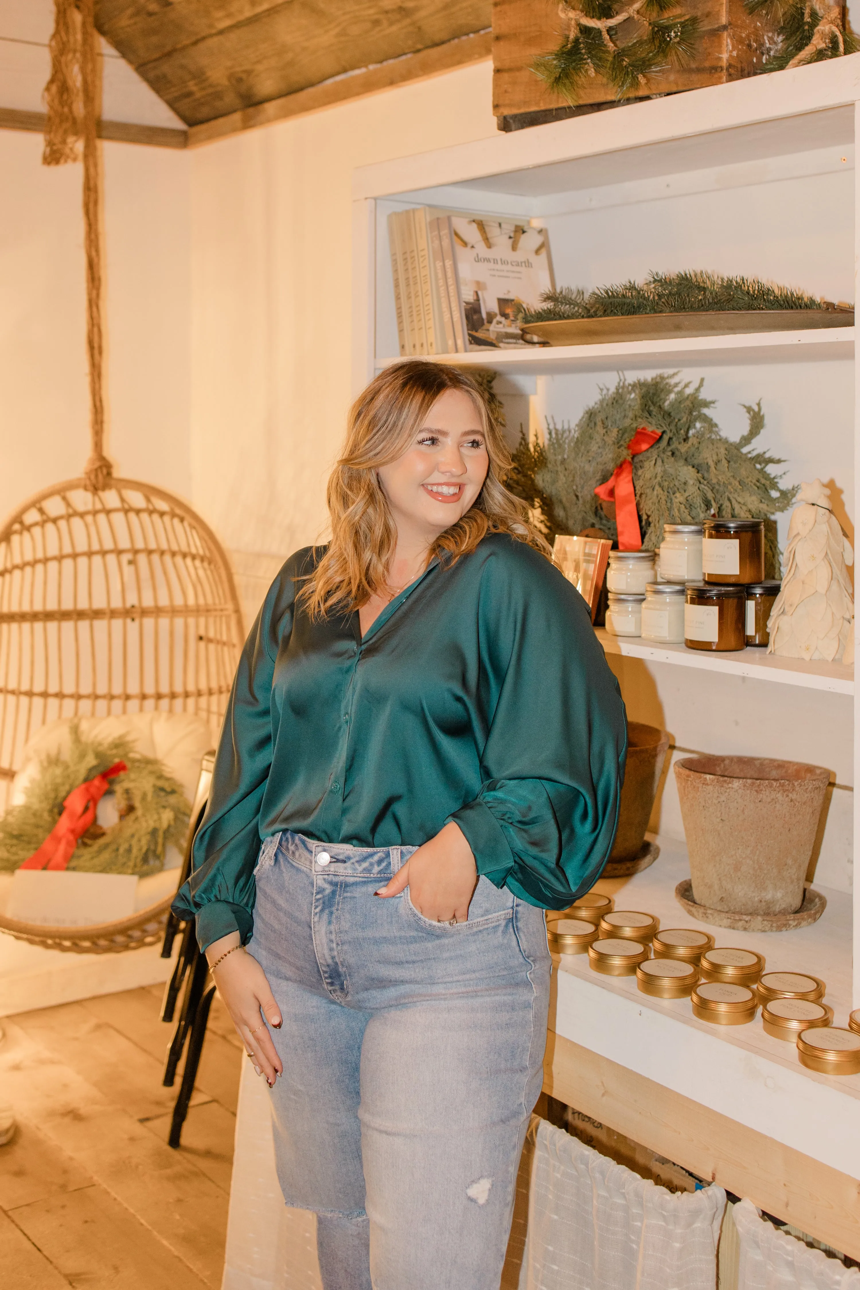 SATIN BUTTON DOWN TOP