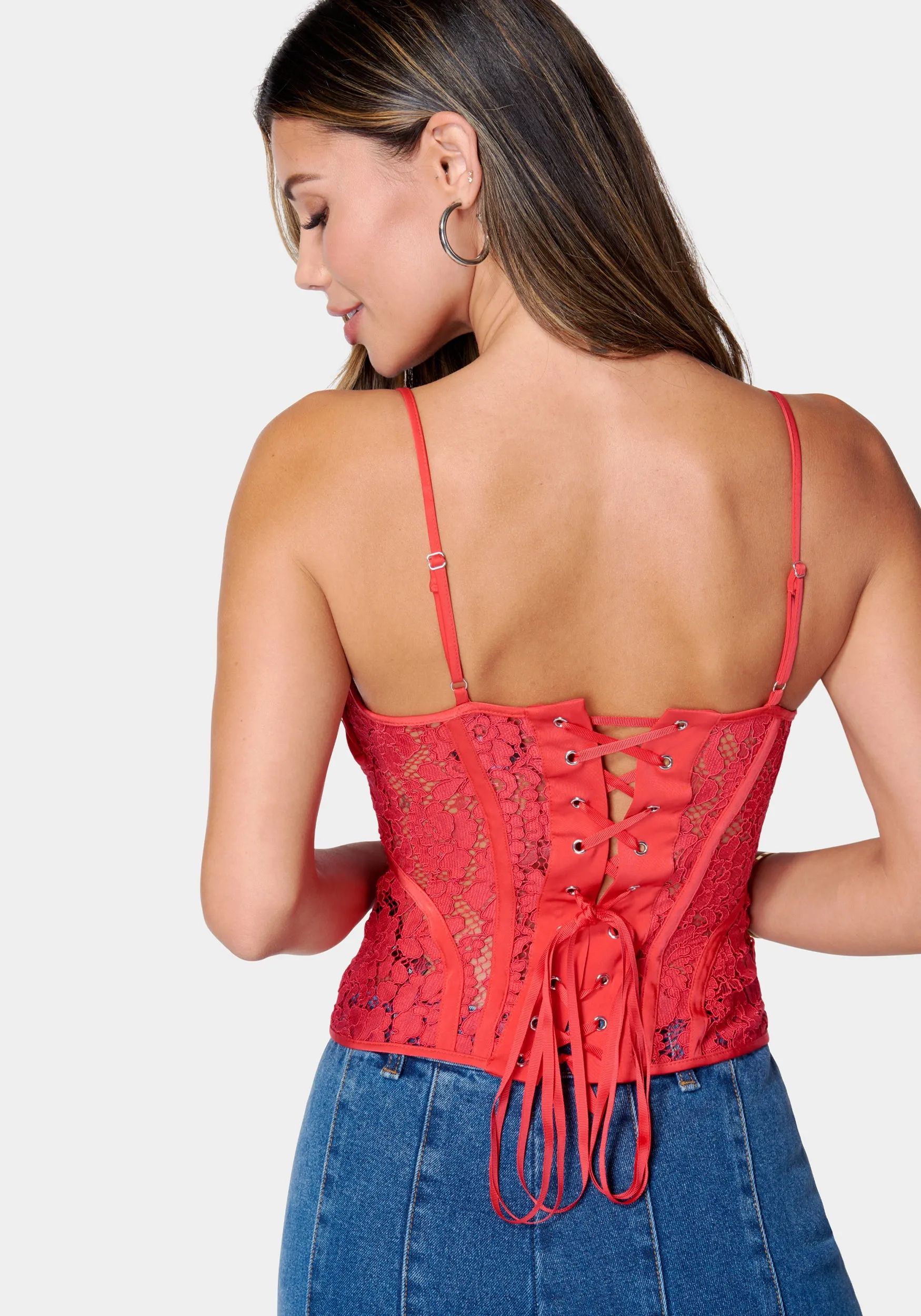 Satin Draped Lace Corset Top
