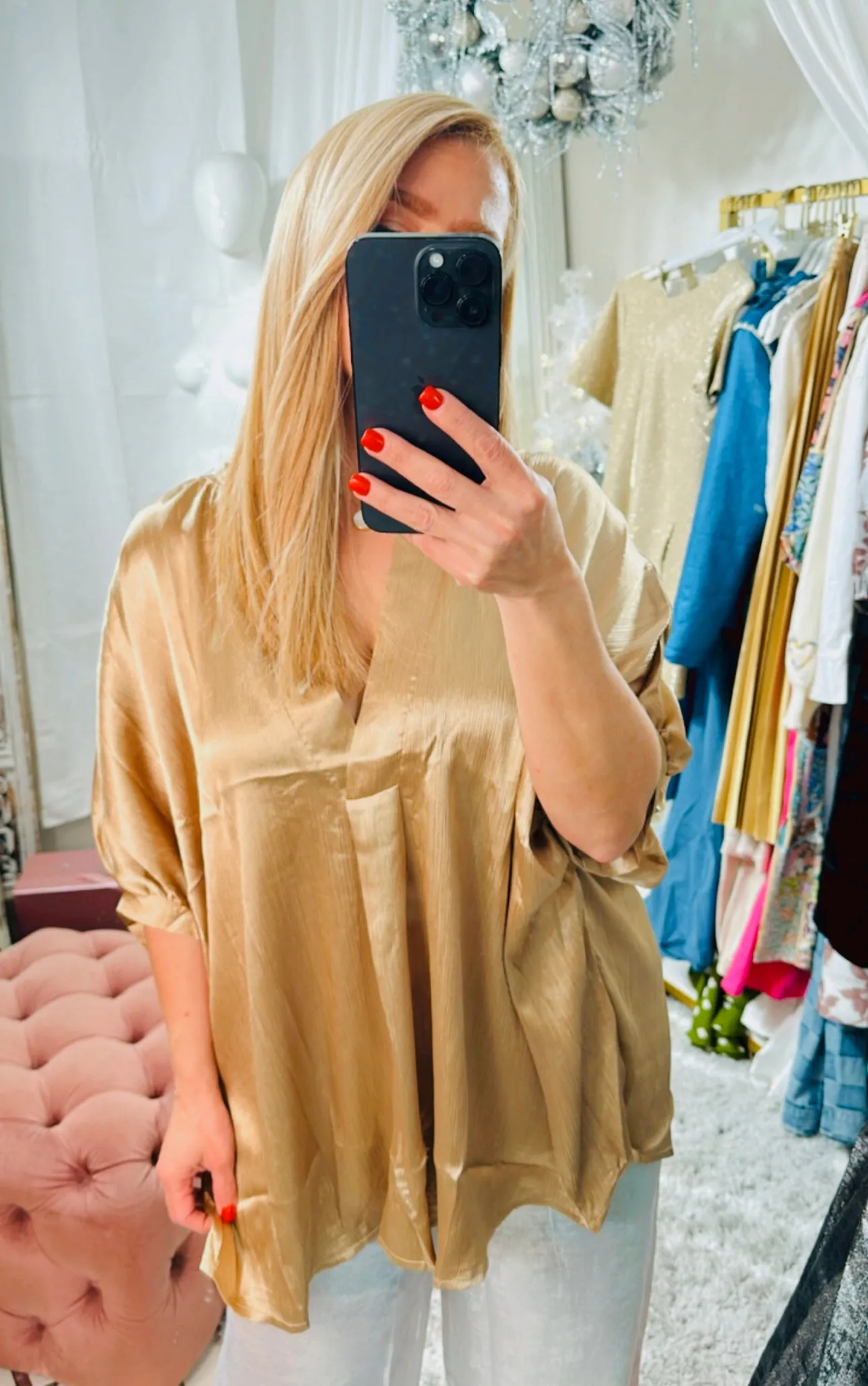 Satin gold top