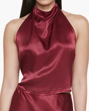 SATIN HALTER IN RUBY