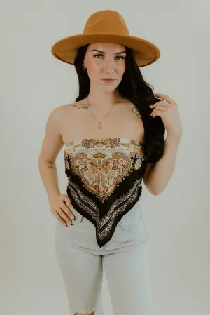 Satin Handkerchief Bandana Tube Top - Black