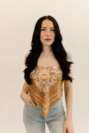 Satin Handkerchief Bandana Tube Top - Mustard
