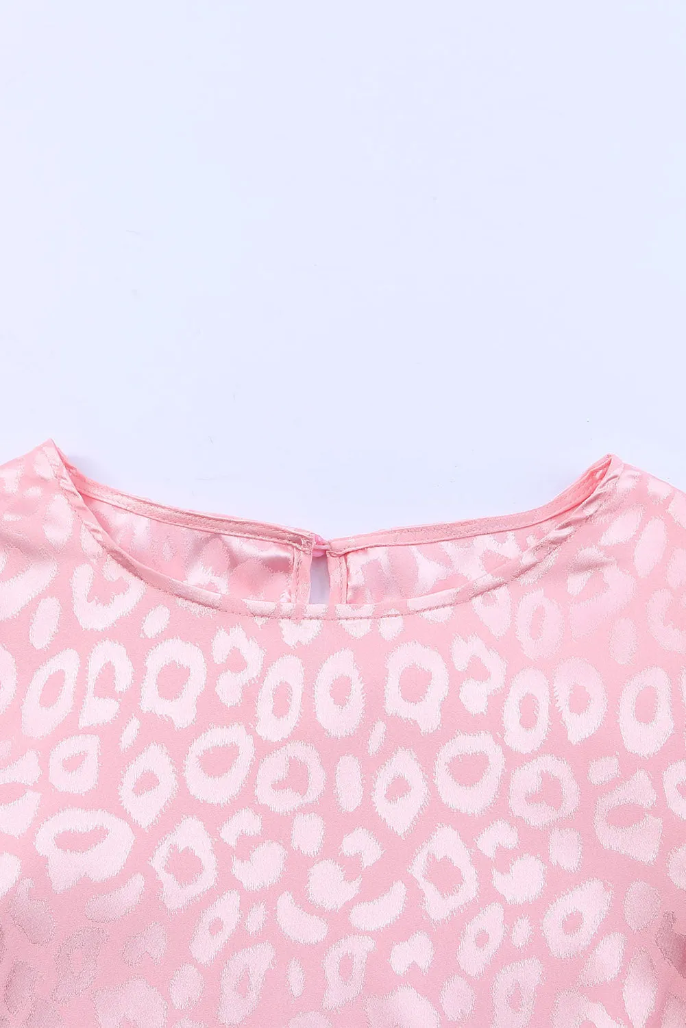 Satin Leopard Print Ruffle Tank Top