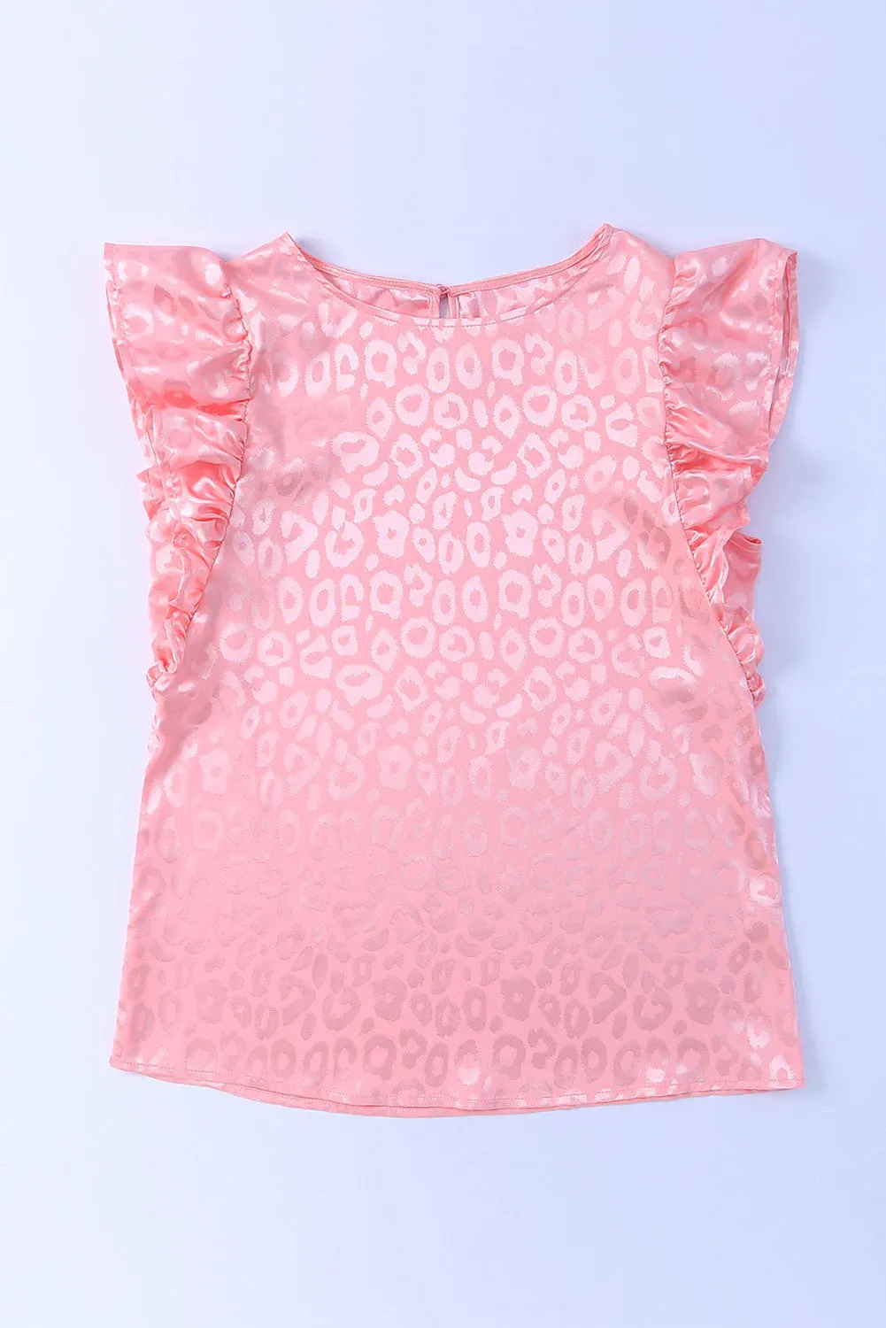 Satin Leopard Print Ruffle Tank Top