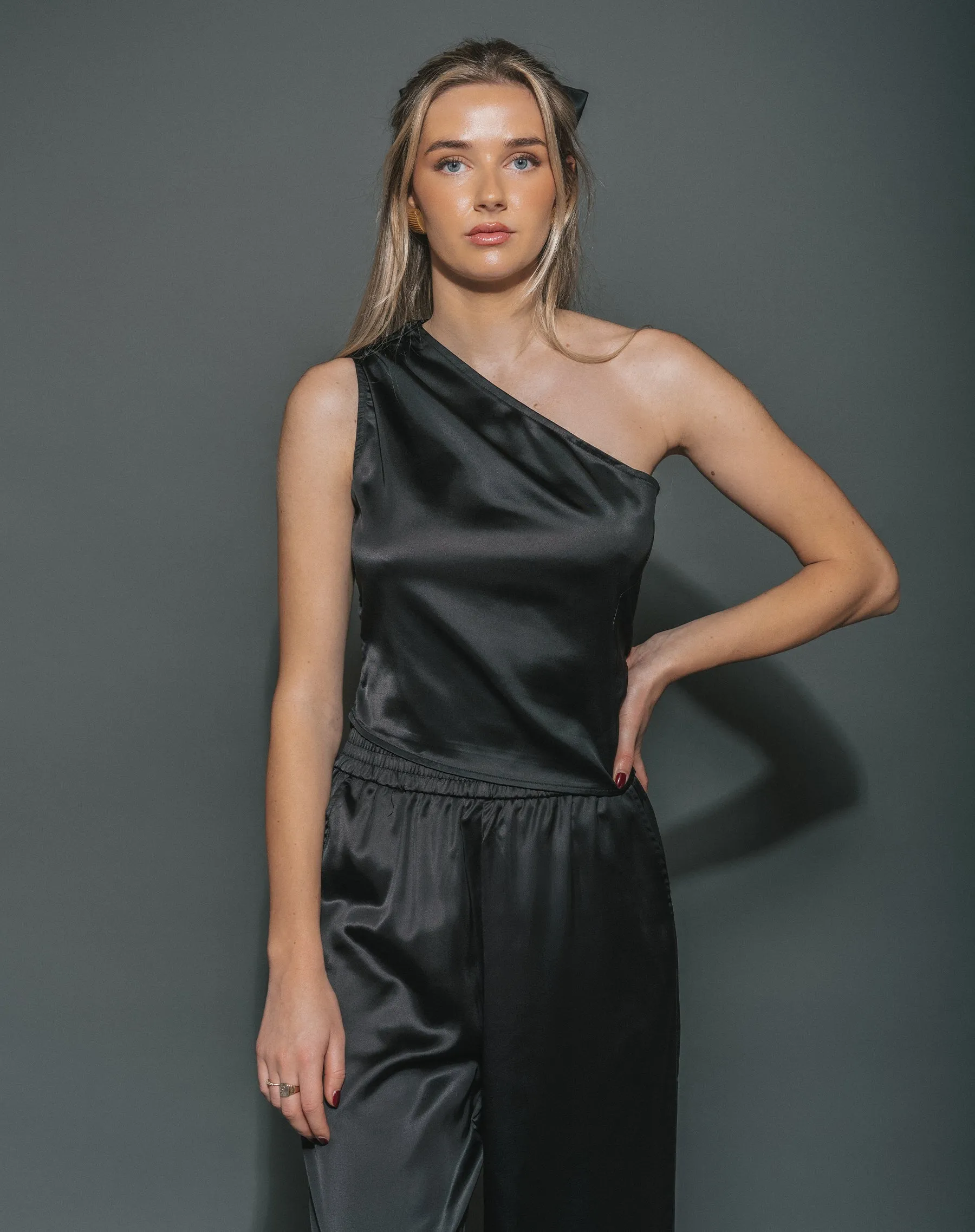 Satin One Shoulder Top