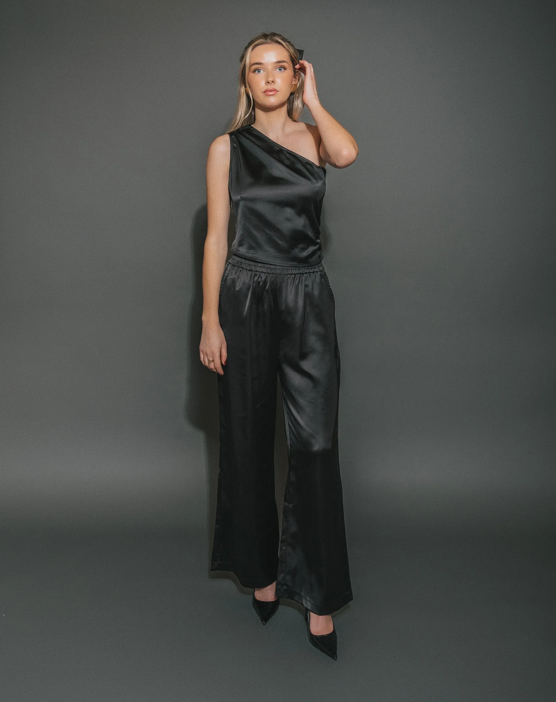 Satin One Shoulder Top