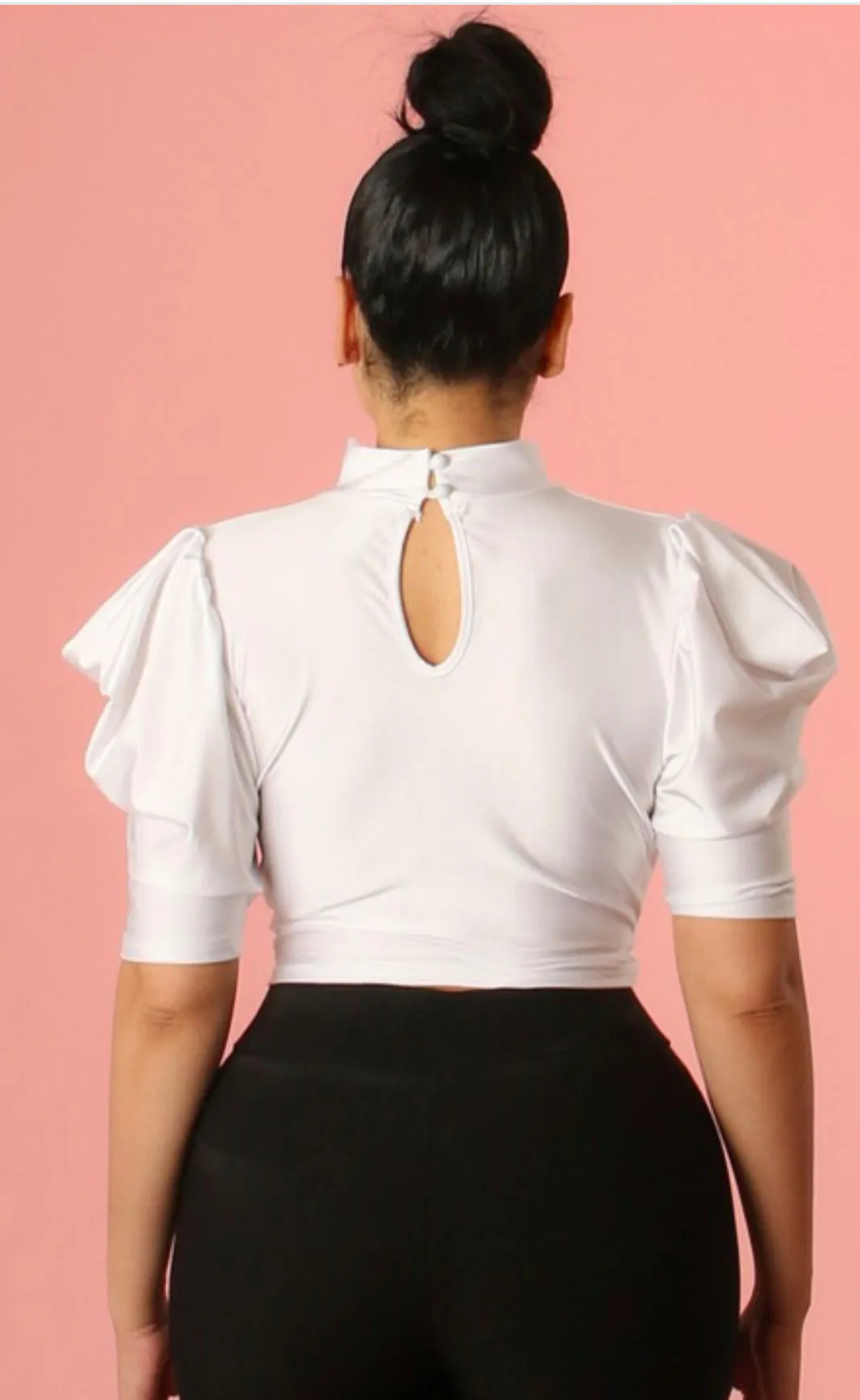 Satin puff sleeve top