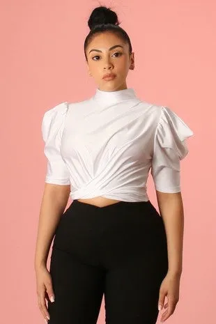 Satin puff sleeve top