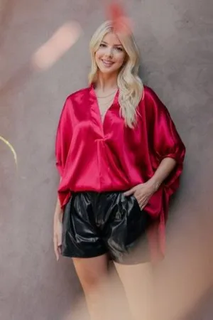 Satin red top