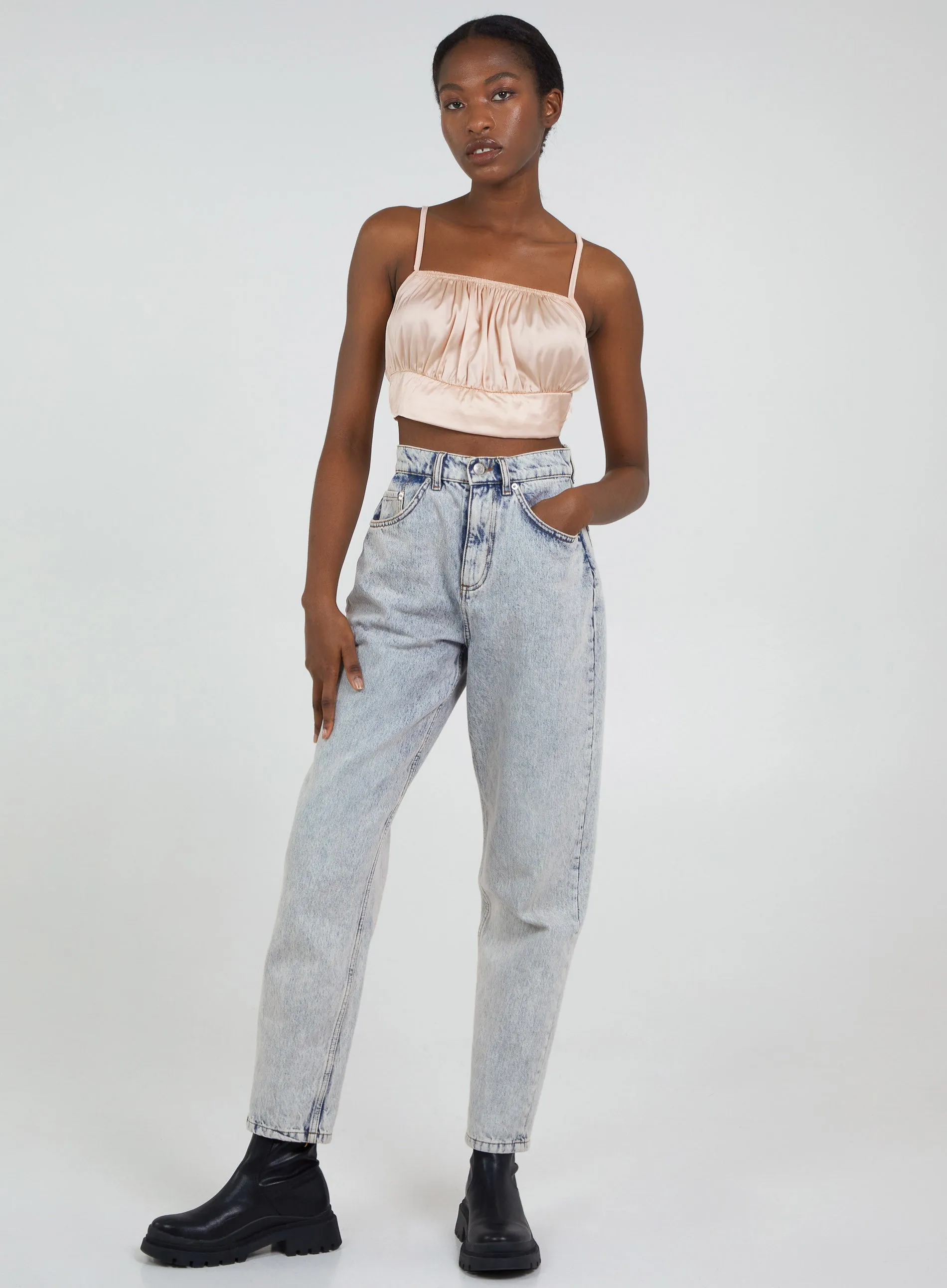 Satin Ruched Cami Top