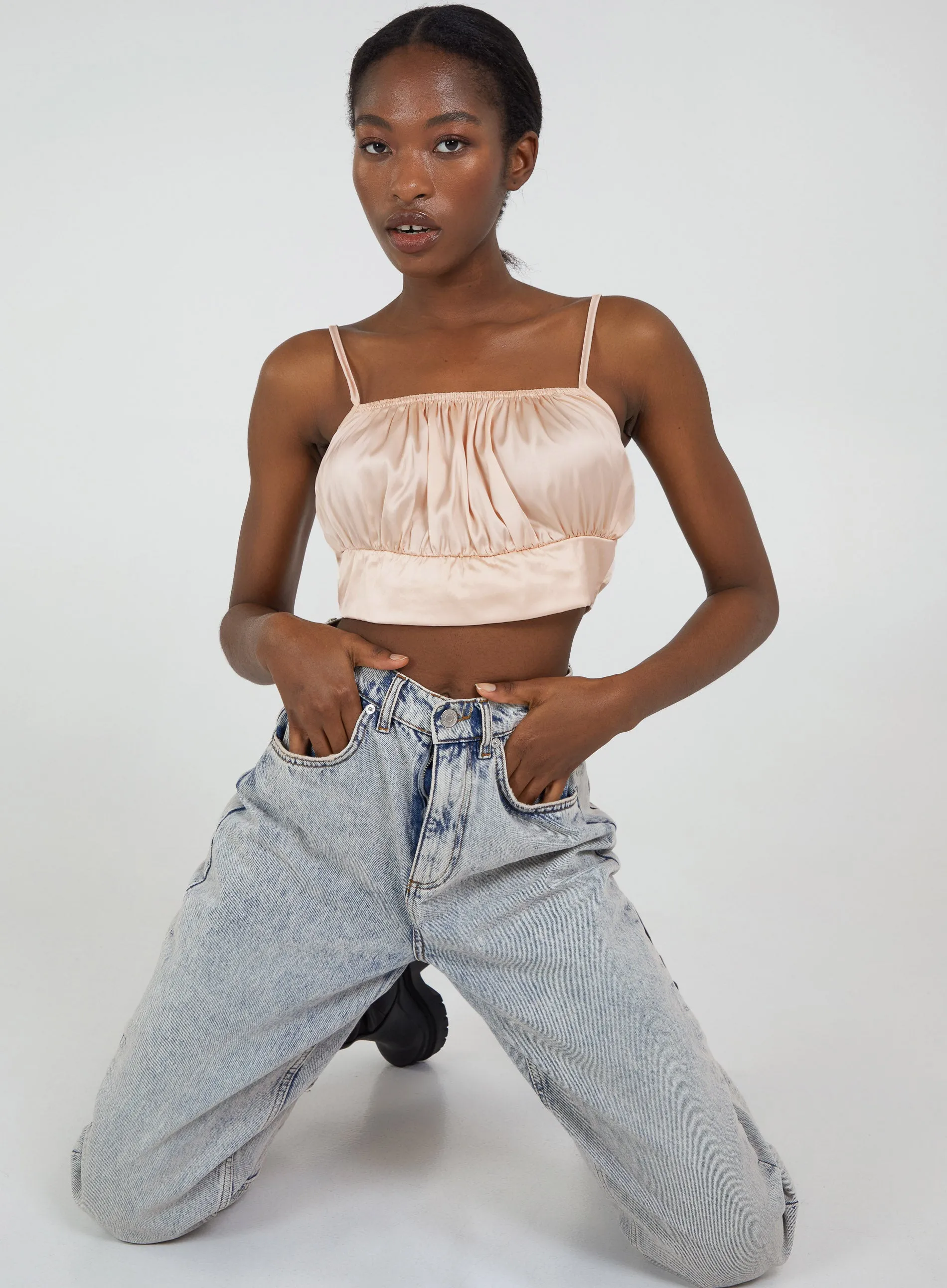 Satin Ruched Cami Top