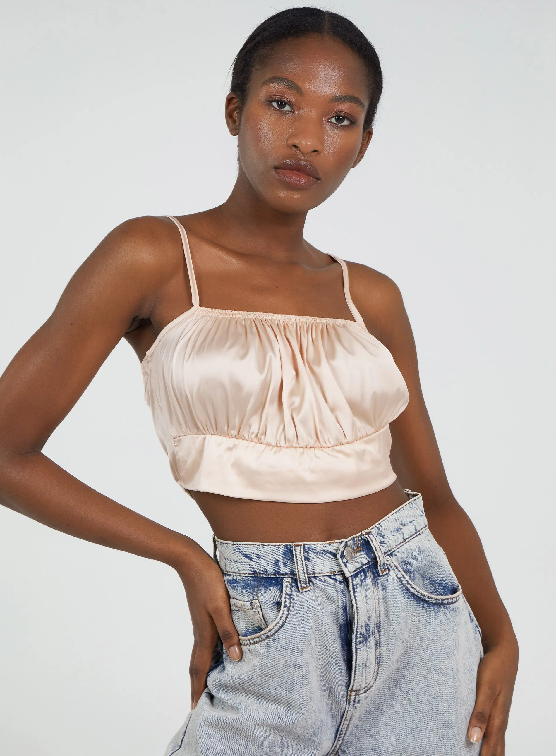 Satin Ruched Cami Top