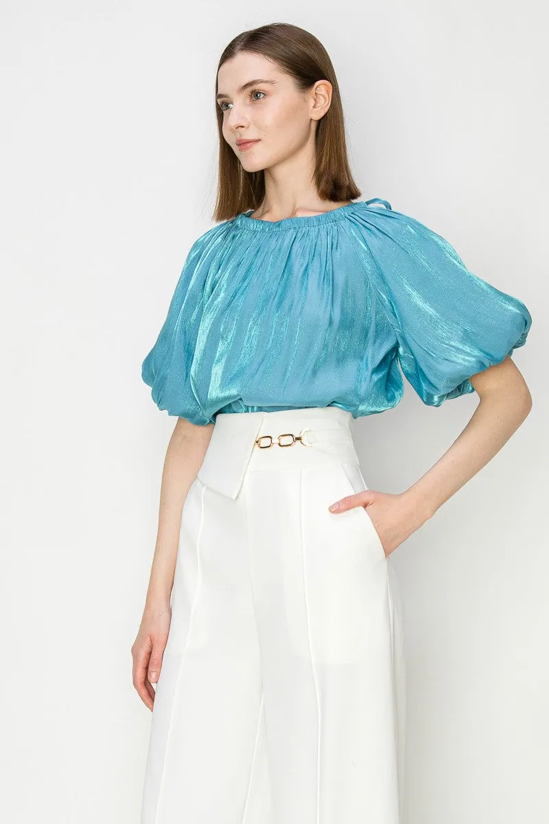 Satin sea blue top