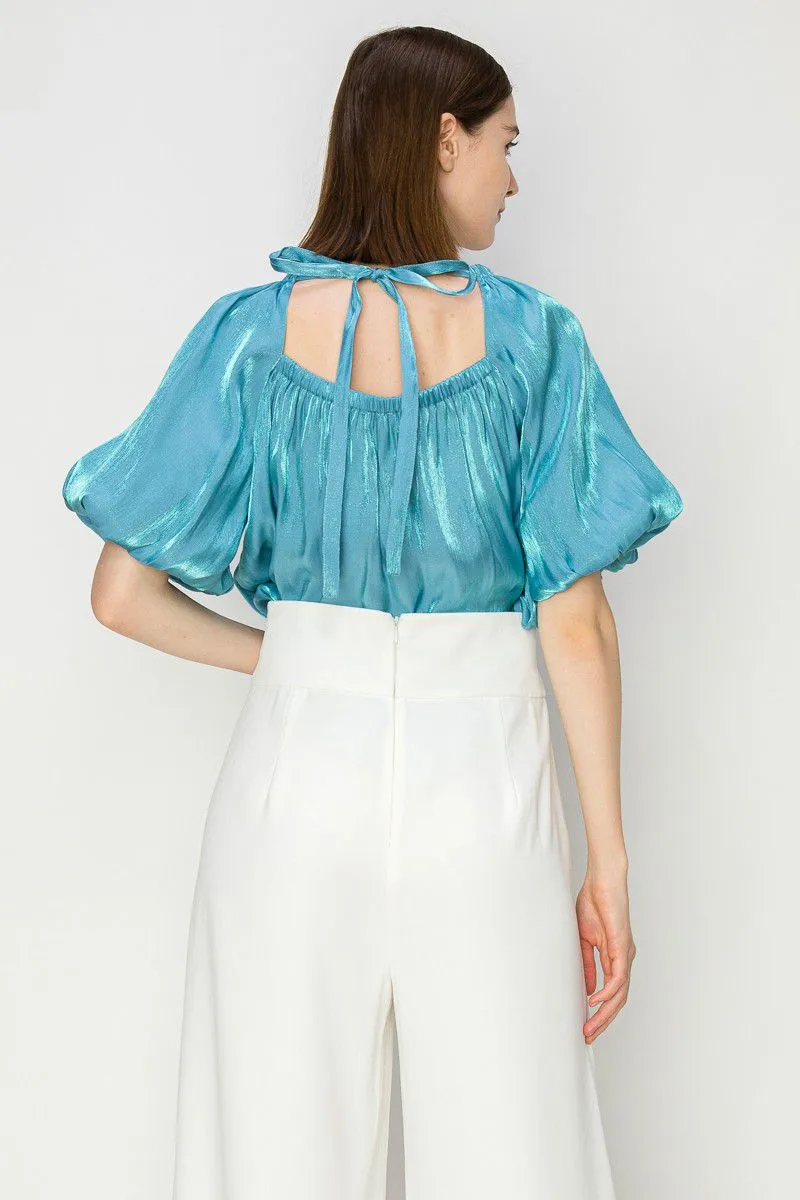 Satin sea blue top