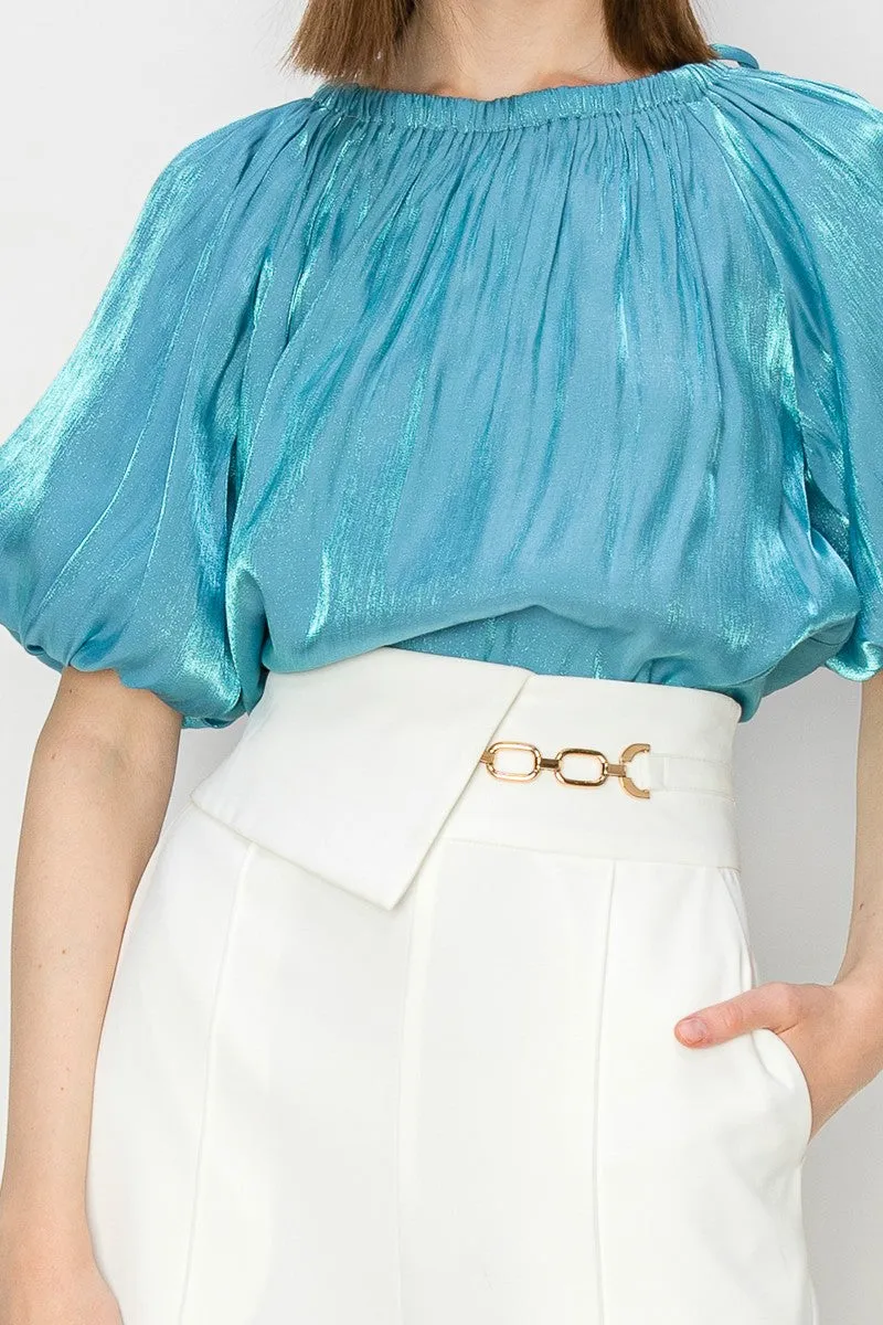 Satin sea blue top