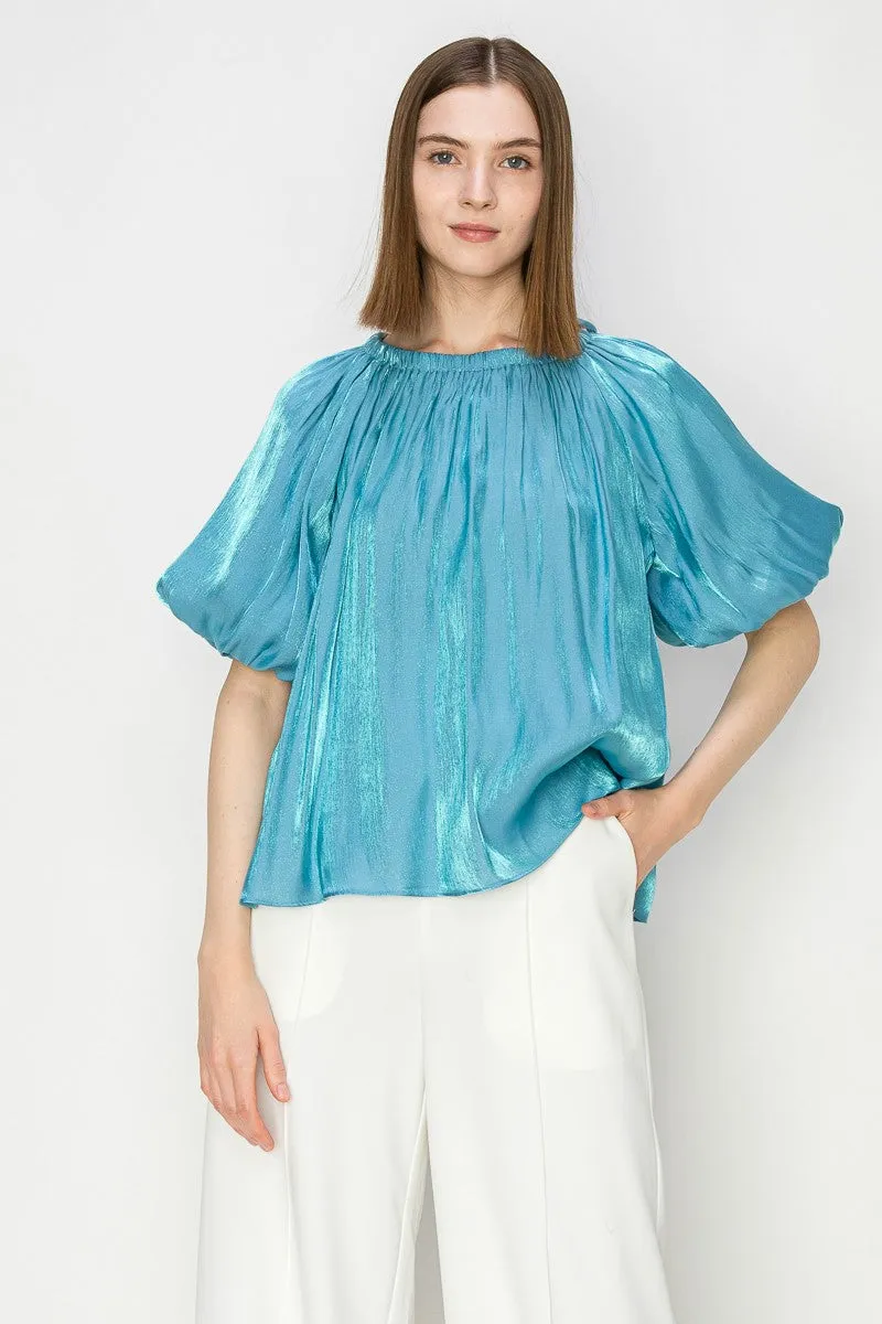Satin sea blue top