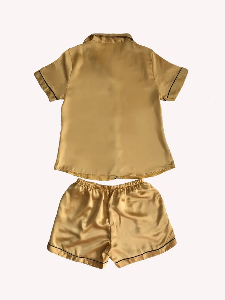 Satin Short Pajama Set - Yellow
