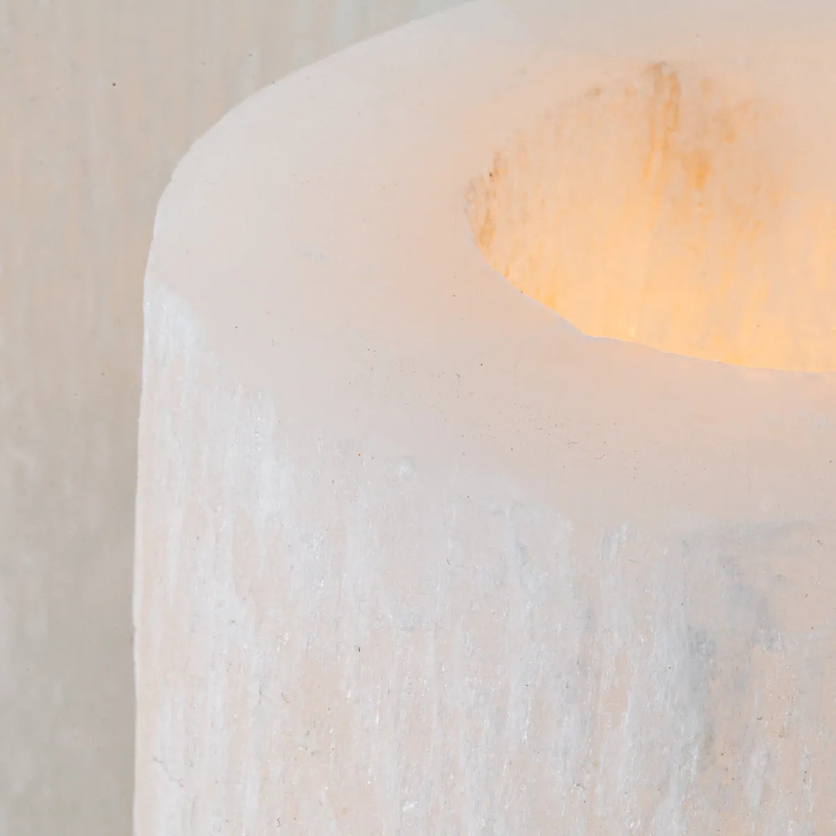 Satin Spar Selenite Flat Top Candle Holder