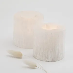 Satin Spar Selenite Flat Top Candle Holder