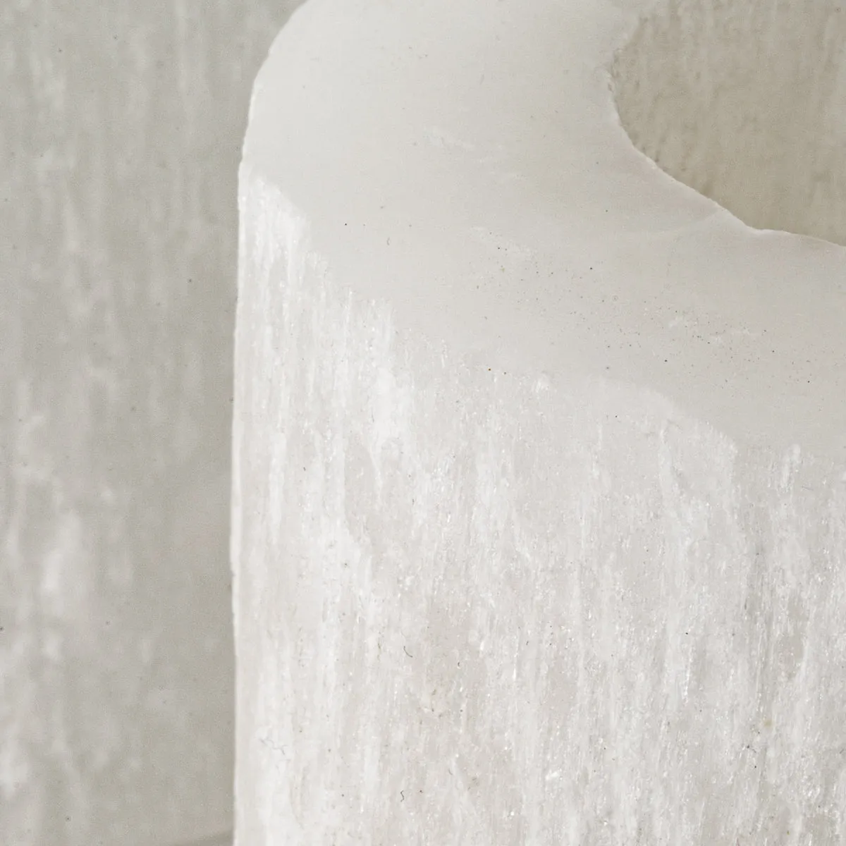 Satin Spar Selenite Flat Top Candle Holder