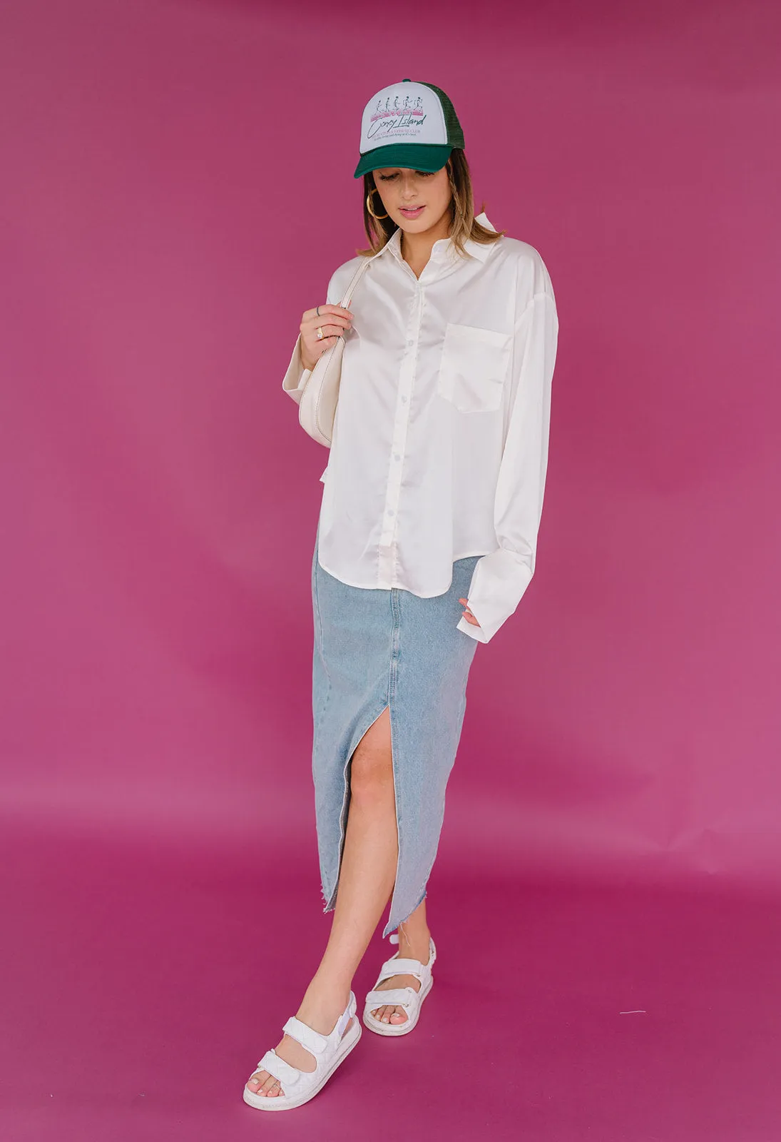Satin Summer Top// Pearl