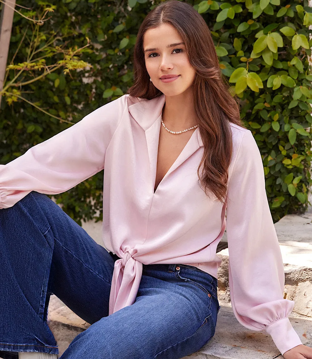 Satin Tie Front Top