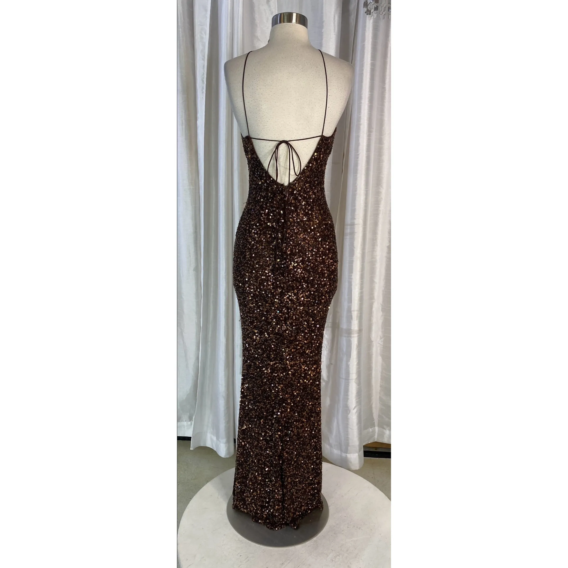 SCALA Long Gown Brown Size 6